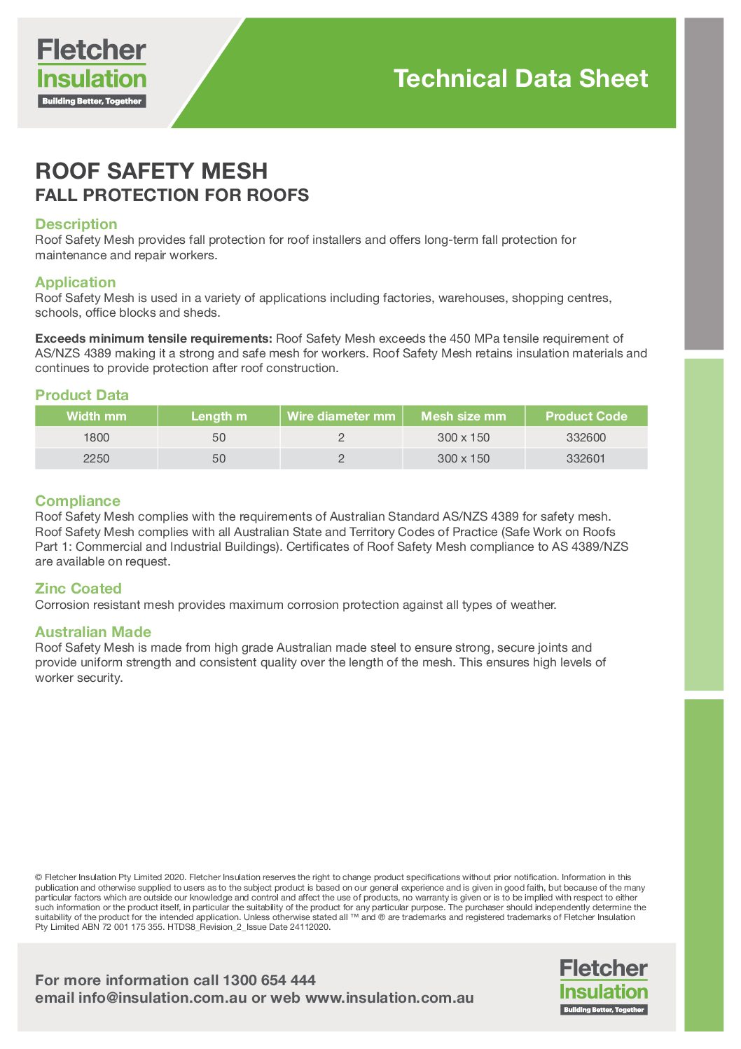 Roofsafe® Safety Mesh Technical Data Sheet