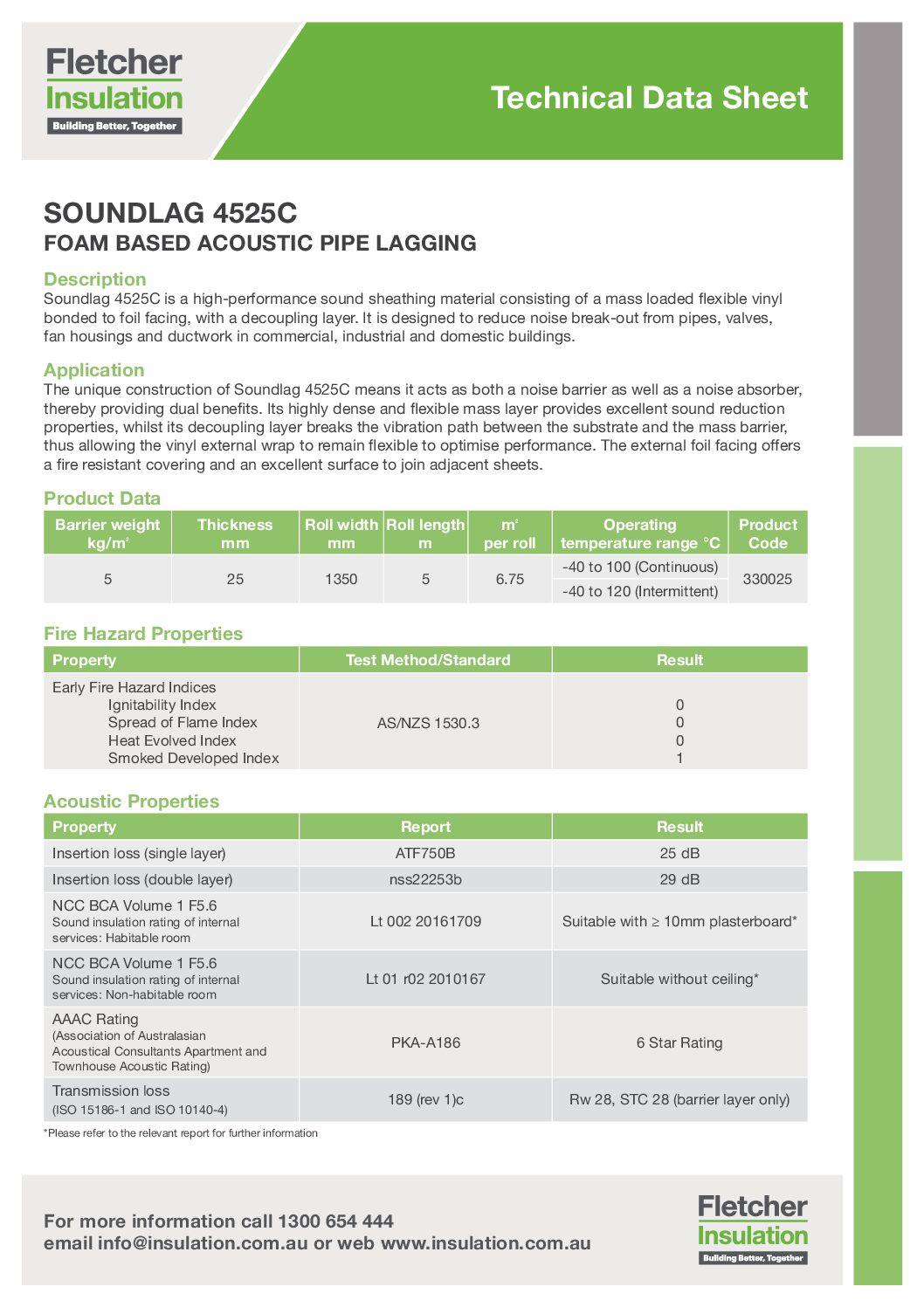 Soundlag 4525C Pipe Acoustic Lagging Technical Data Sheet