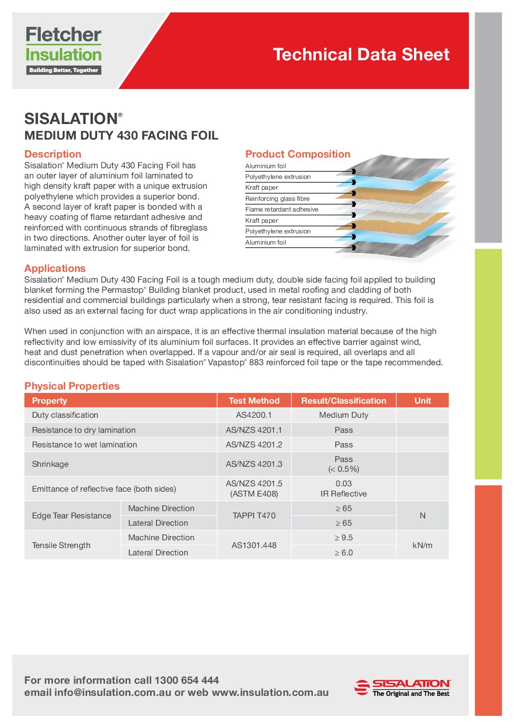 SISALATION® MEDIUM DUTY 430 FACING FOIL