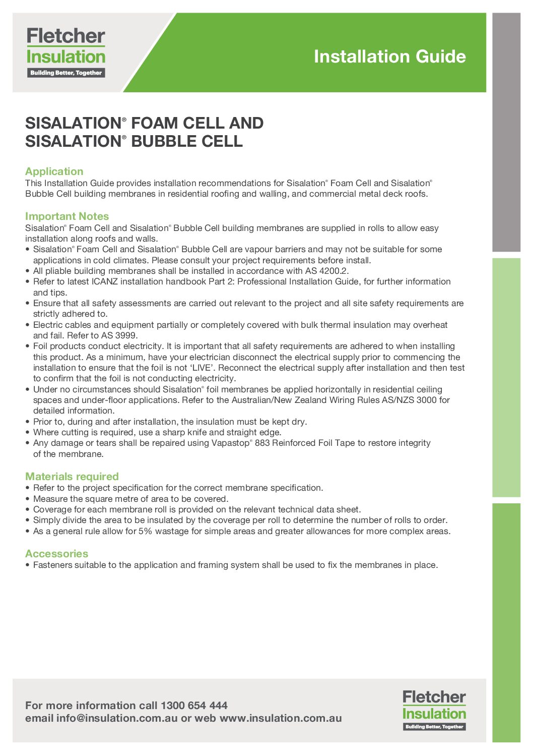 Installation Guidelines – Sisalation® Foam Cell and Bubble Cell