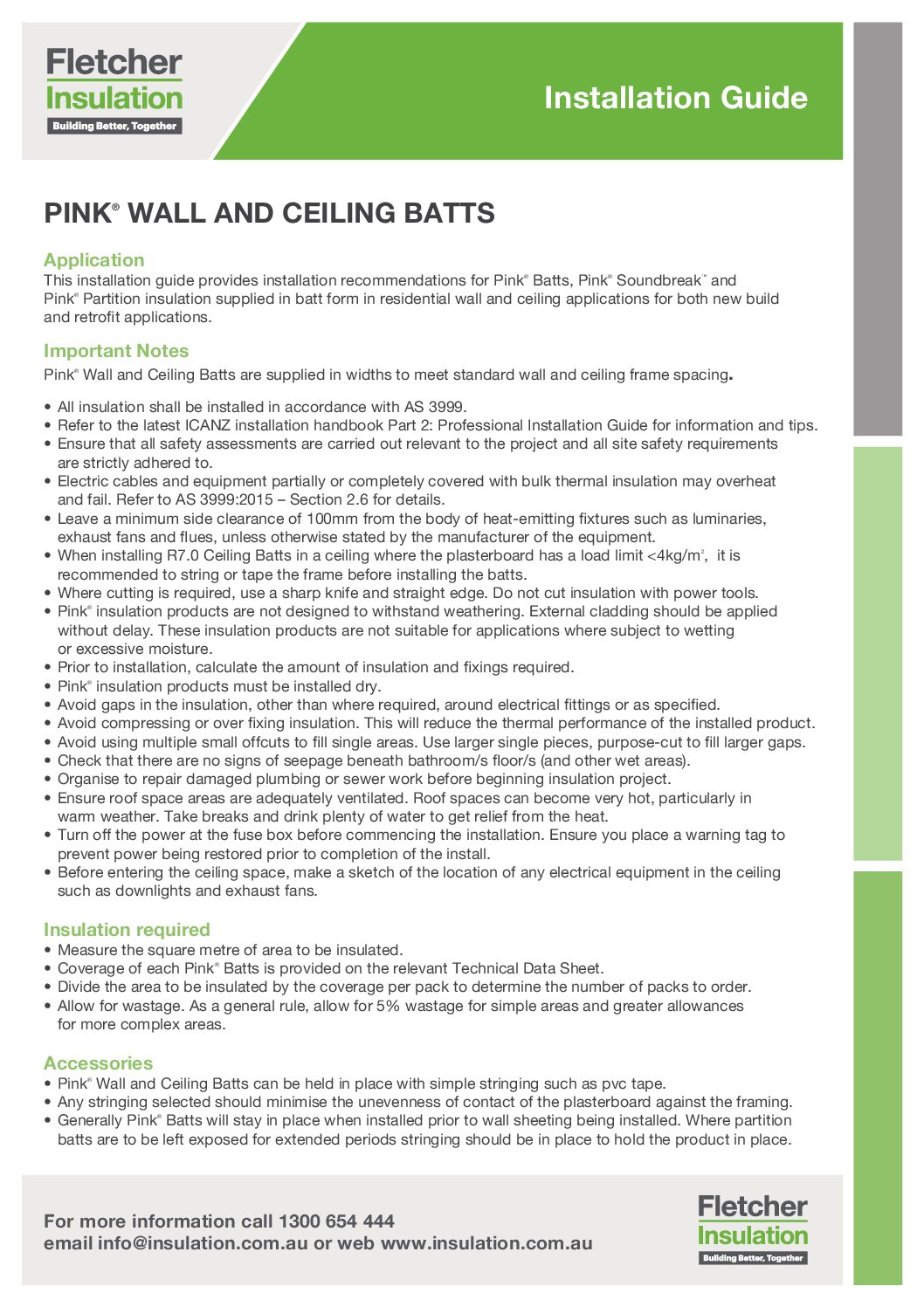 Installation Guidelines – Pink Batts – Wall and Ceiling