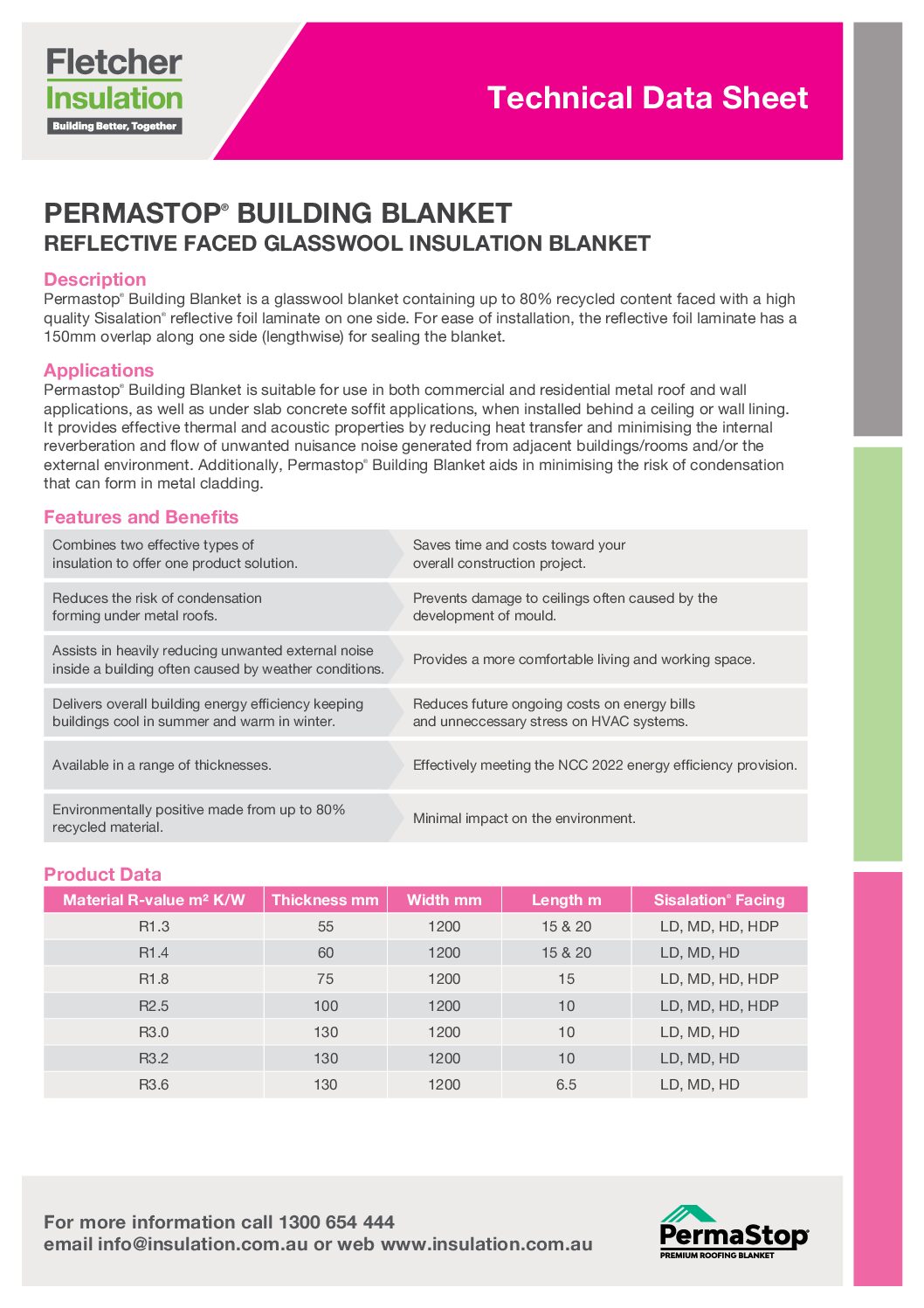 Permastop® Building Blanket Technical Data Sheet