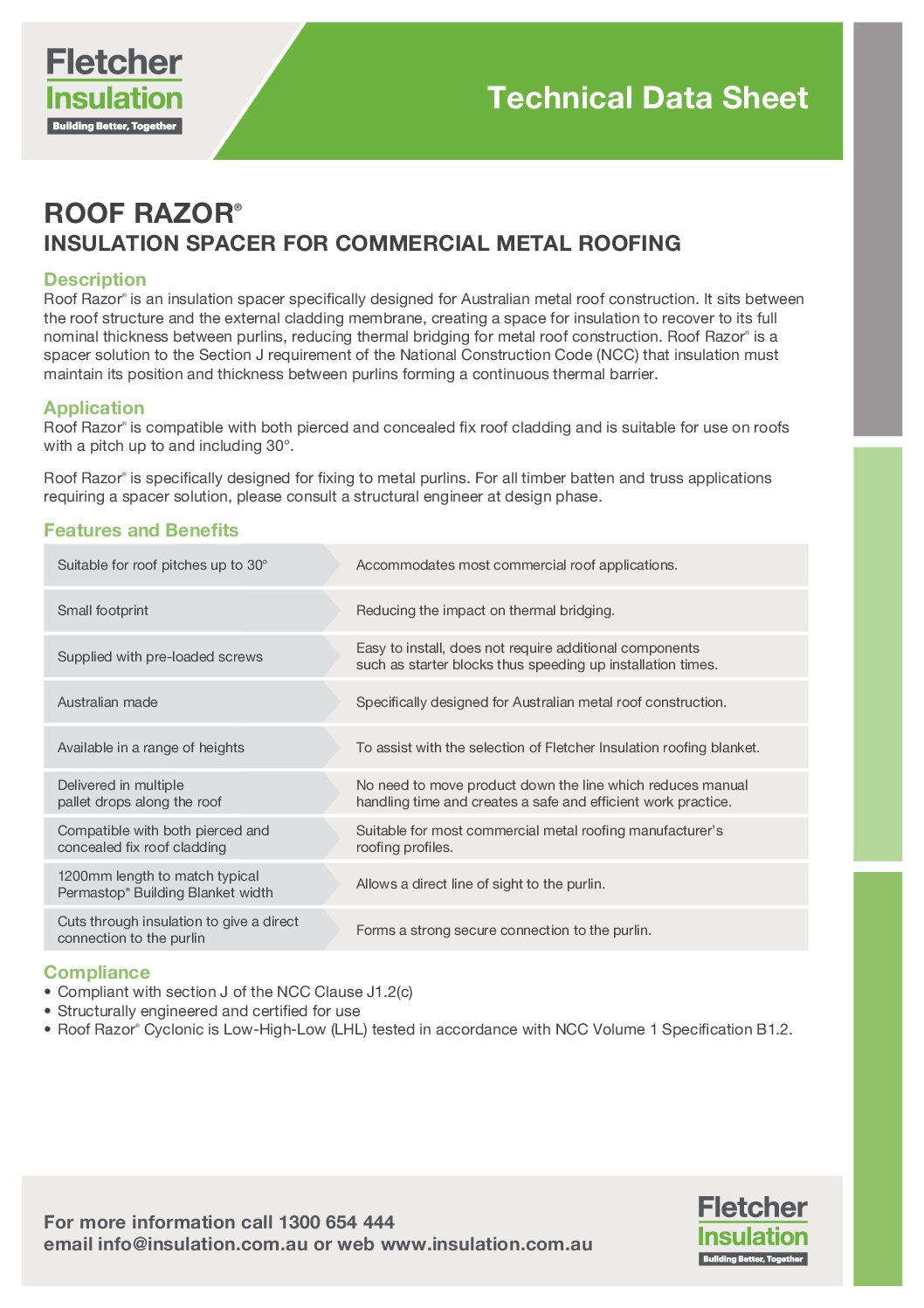 Roof Razor® Insulation Spacer Technical Data Sheet