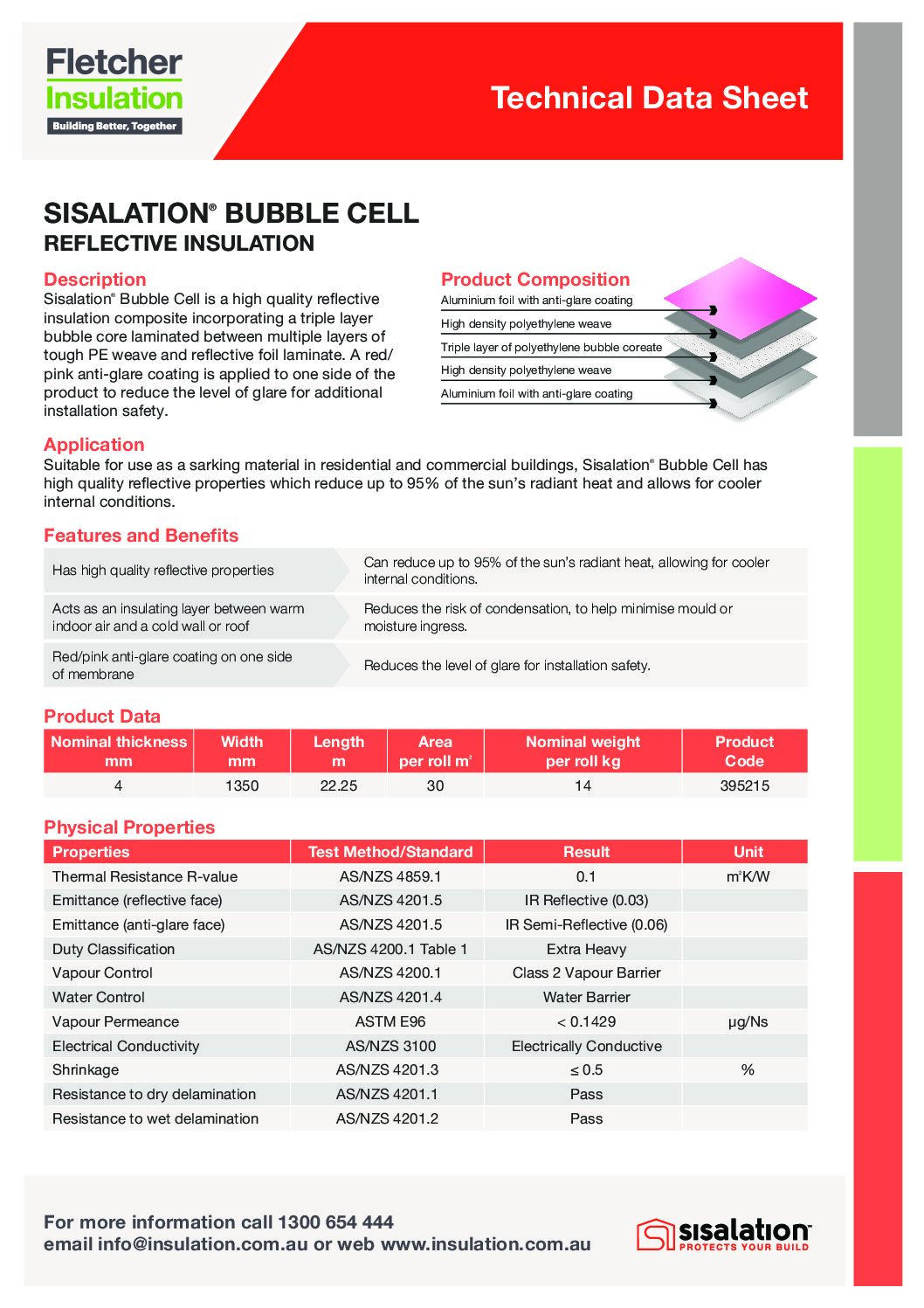 Sisalation® Bubble Cell Technical Data Sheet