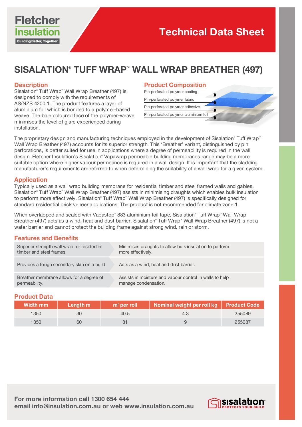 Sisalation® Tuff Wrap™ Breather (497) Technical Data Sheet