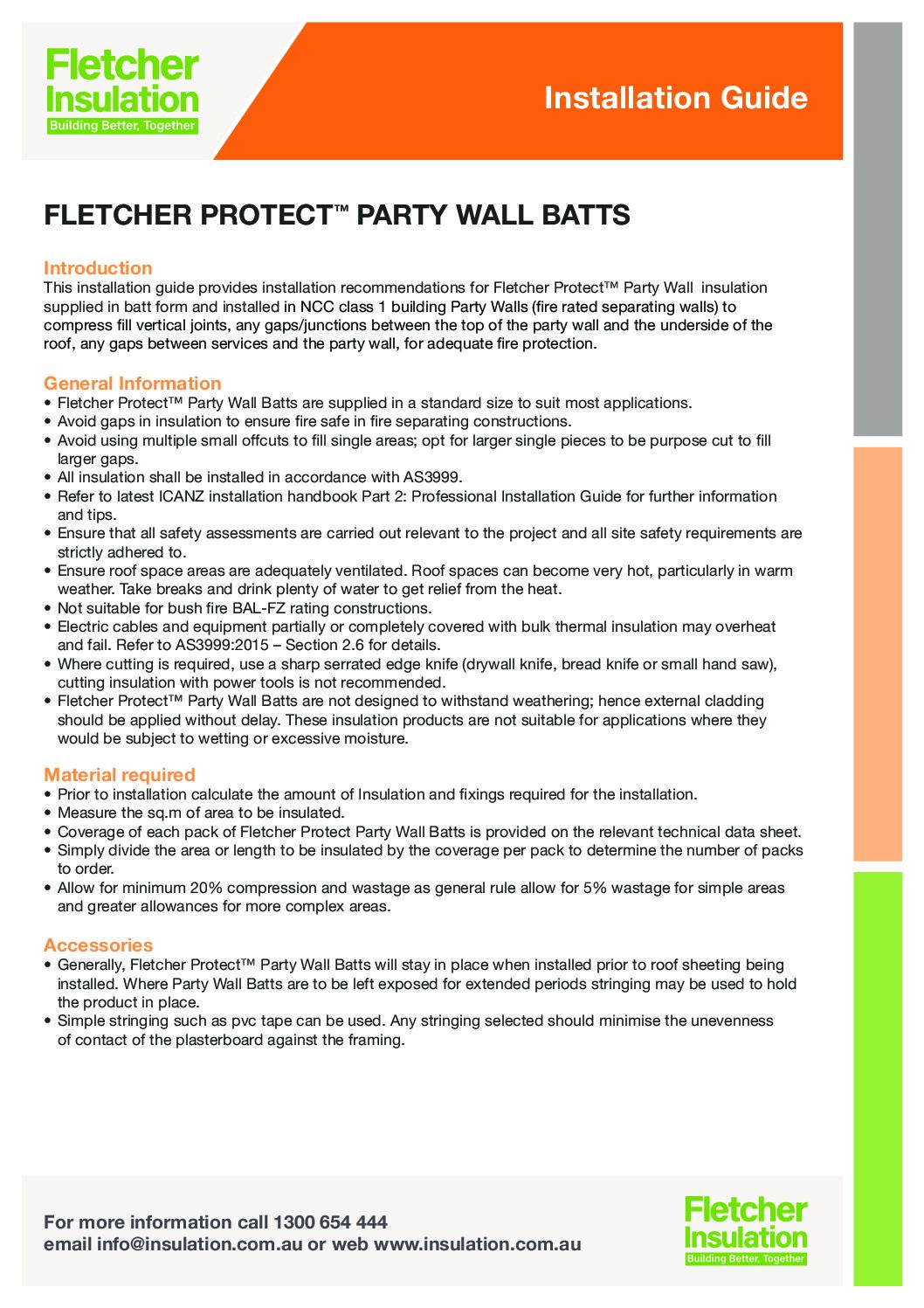 Installation Guidelines – Fletcher Protect® Party Wall batts