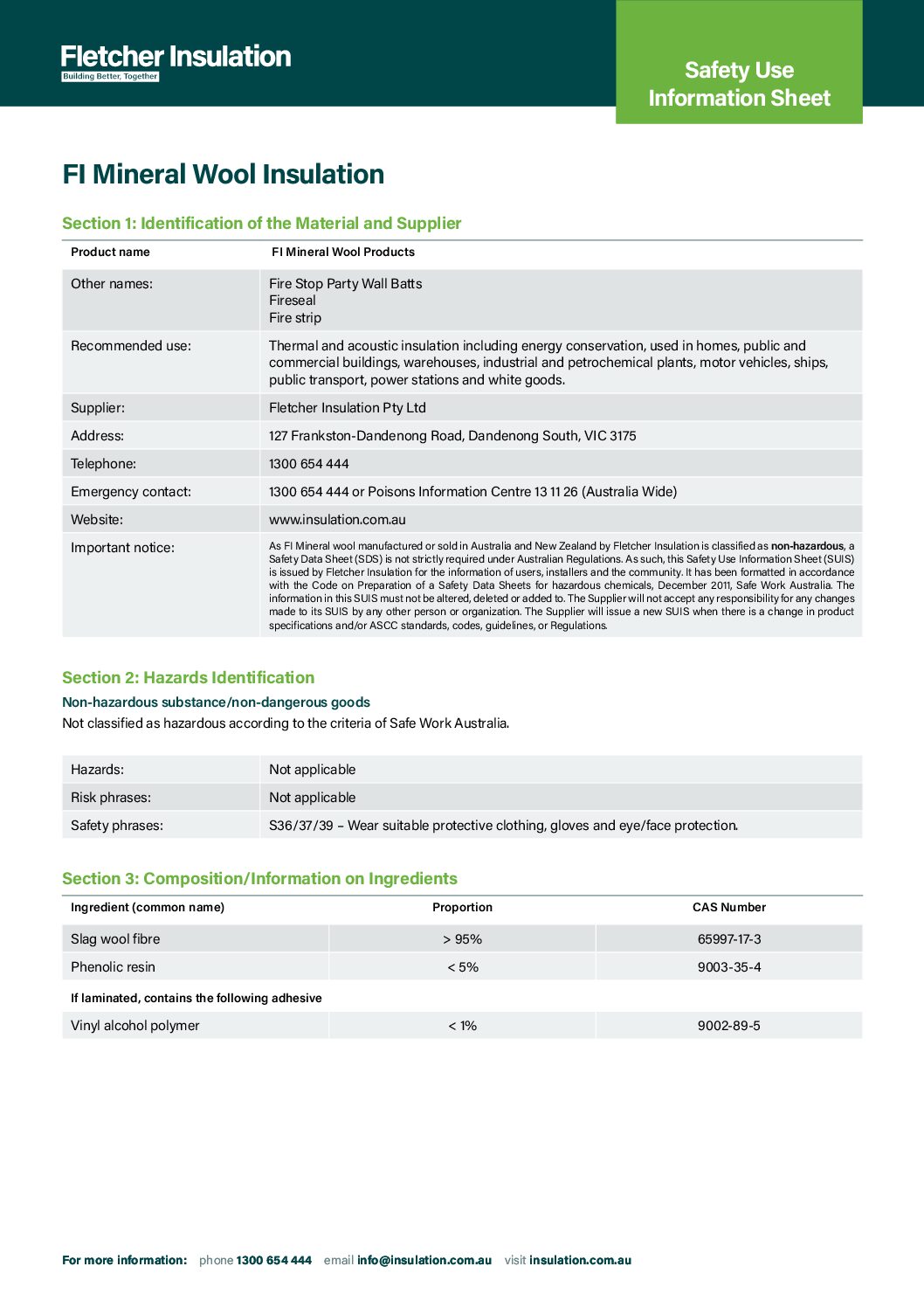 FI Mineral Wool Insulation SUIS